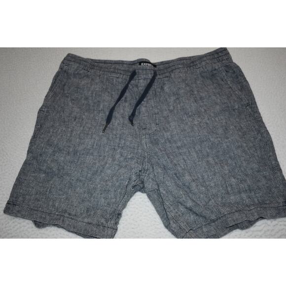 Banana Republic Shorts Mens Size Large Linen Blend Golf Blue Flat Front - Picture 1 of 6